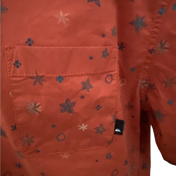 QUIKSILVER Surf Burnt Orange Hawaiian Aloha Shirt Men L Large Regular Fit - Picture 3 of 7
